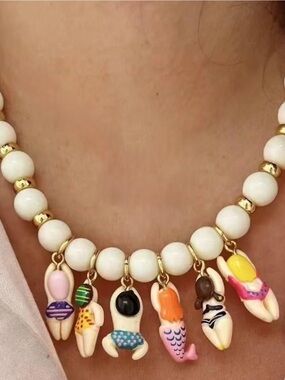 Beach Babes Beaded Charm Necklace